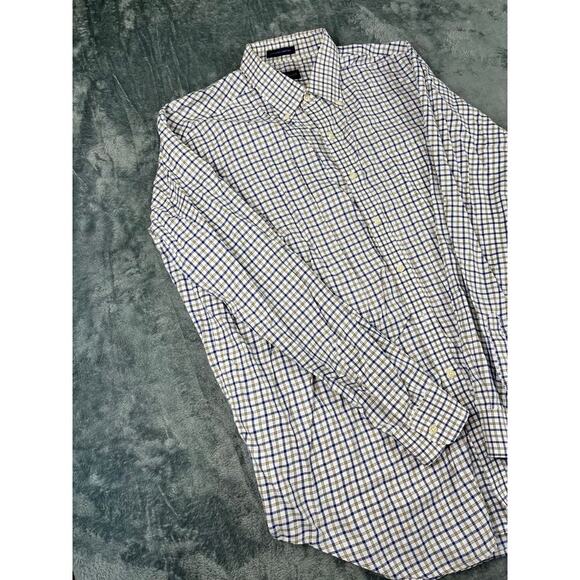 Men’s Austin Reed London button shirt XL 2-ply cotton plaid check dress casual - Picture 6 of 11